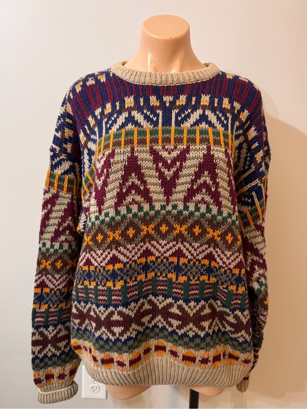 Northern Isles Grandpa Sweater Vintage Pattern XL